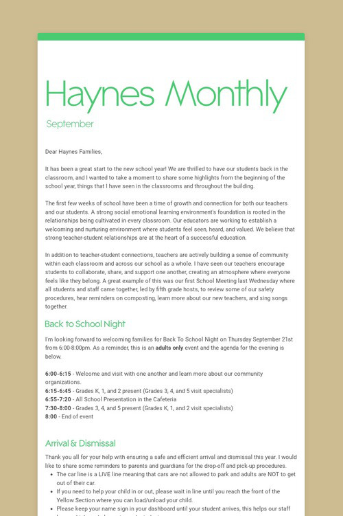 Haynes Monthly