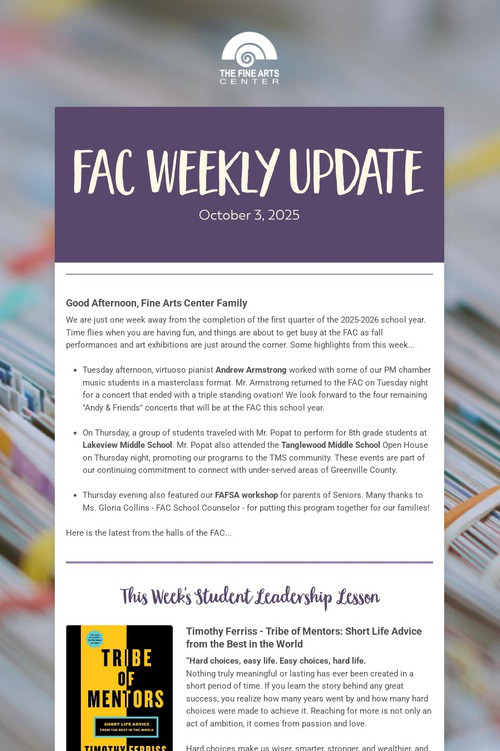 FAC Weekly Update
