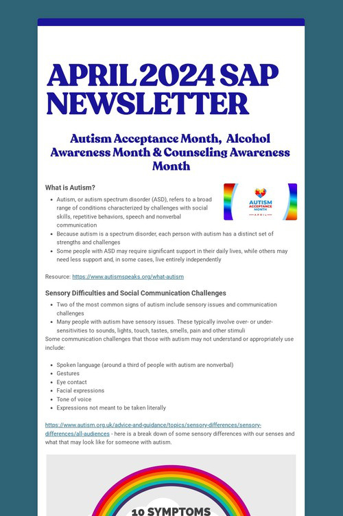APRIL 2024 SAP NEWSLETTER