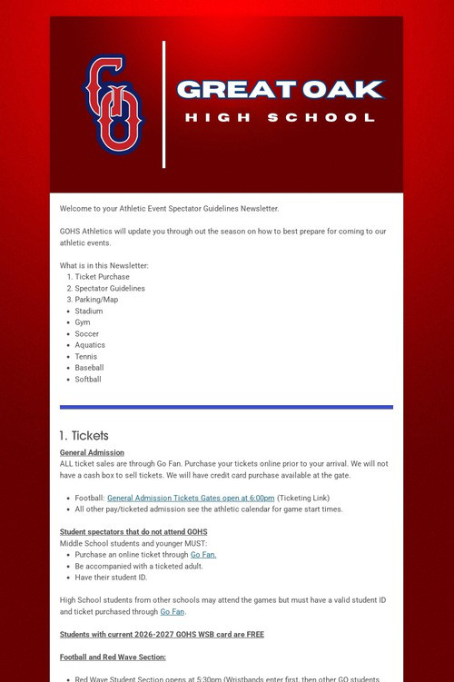 Athletic Event Spectator Guidelines