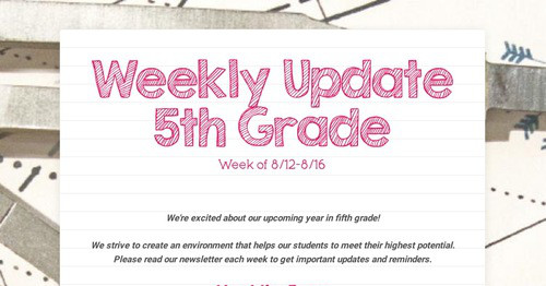 Weekly Update 5th Grade