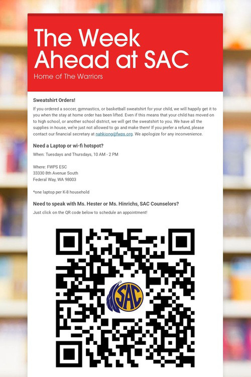 The Week Ahead at SAC