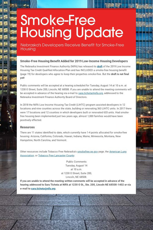 Smoke-Free Housing Update