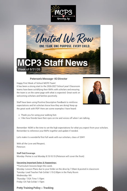 MCP3 Staff News