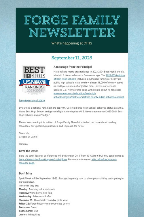 Forge Family Newsletter
