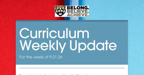 Curriculum Weekly Update