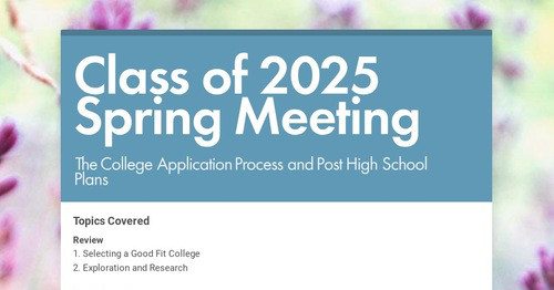 Class of 2025 Spring Meeting