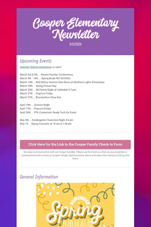 Cooper Elementary Newsletter