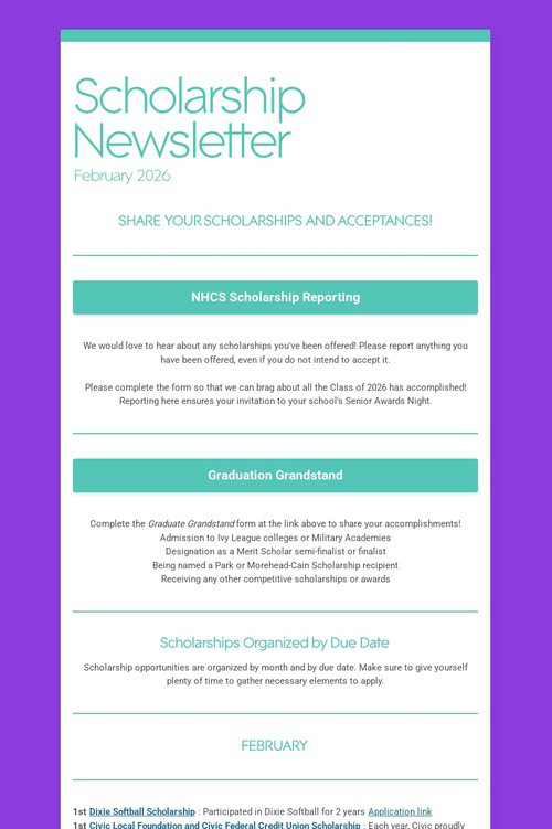 Scholarship Newsletter