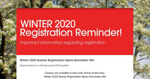 WINTER 2020 Registration Reminder! | Smore Newsletters for Business