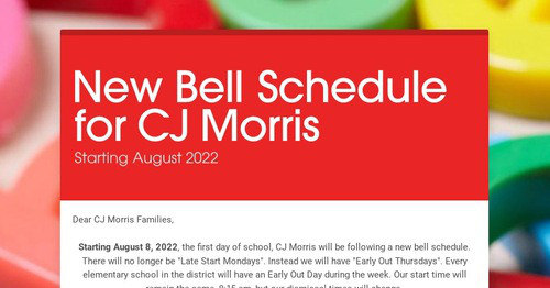 New Bell Schedule for CJ Morris