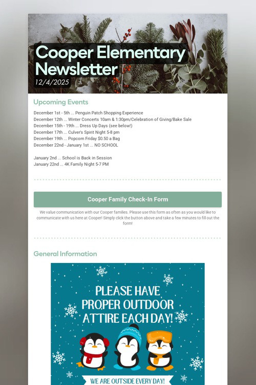 Cooper Elementary Newsletter