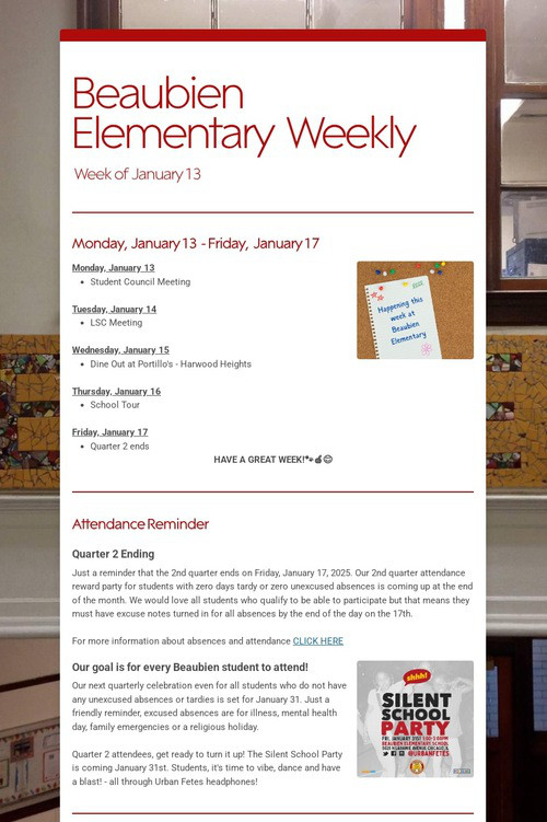 Beaubien Elementary Weekly