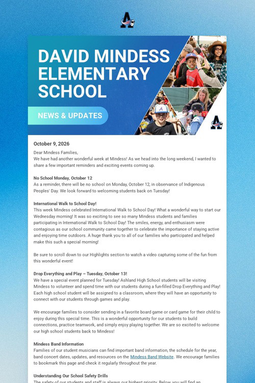 Mindess School Weekly Update