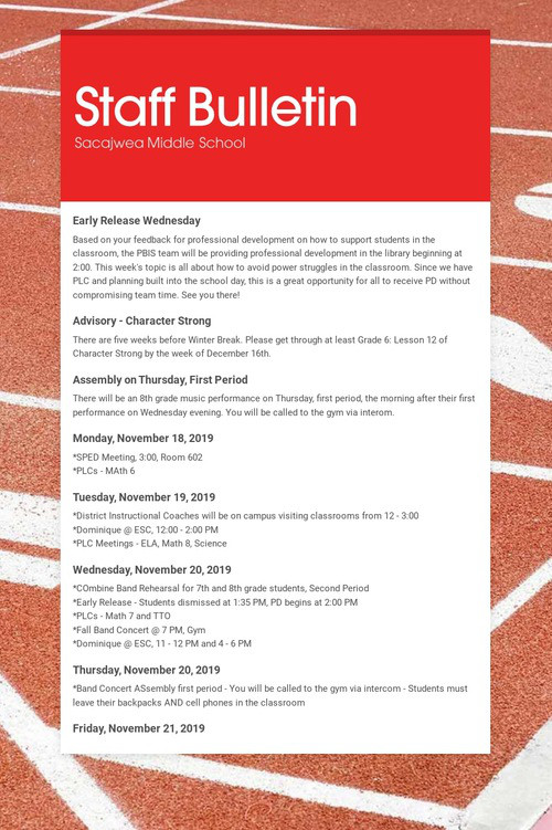 Staff Bulletin