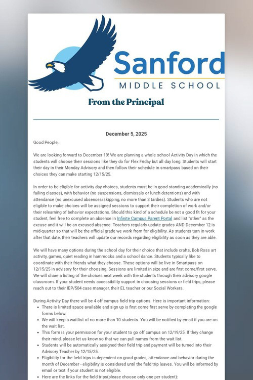 Sanford Family Newsletter