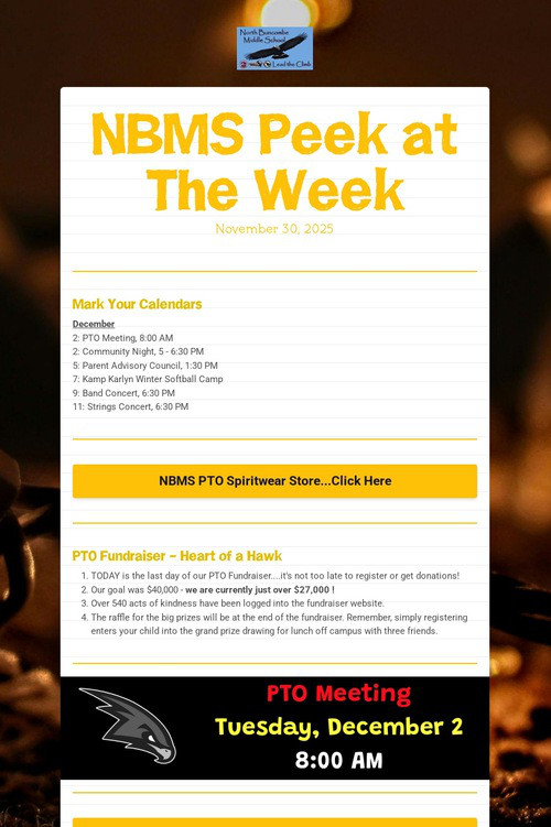 NBMS Peek at The Week