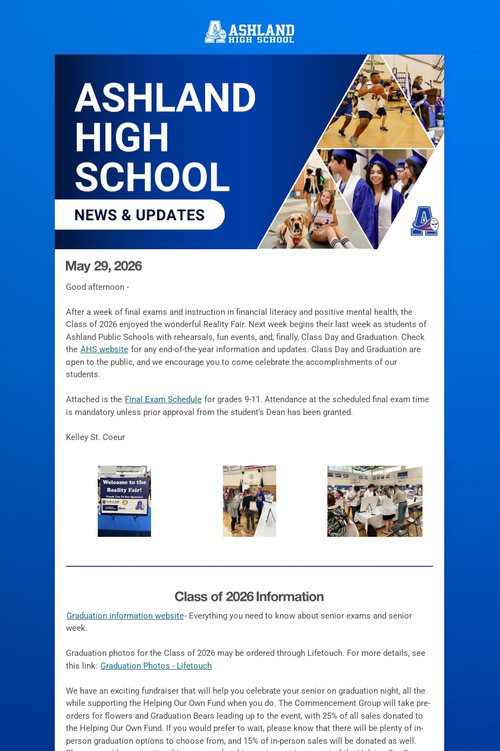 Ashland High School Weekly Update