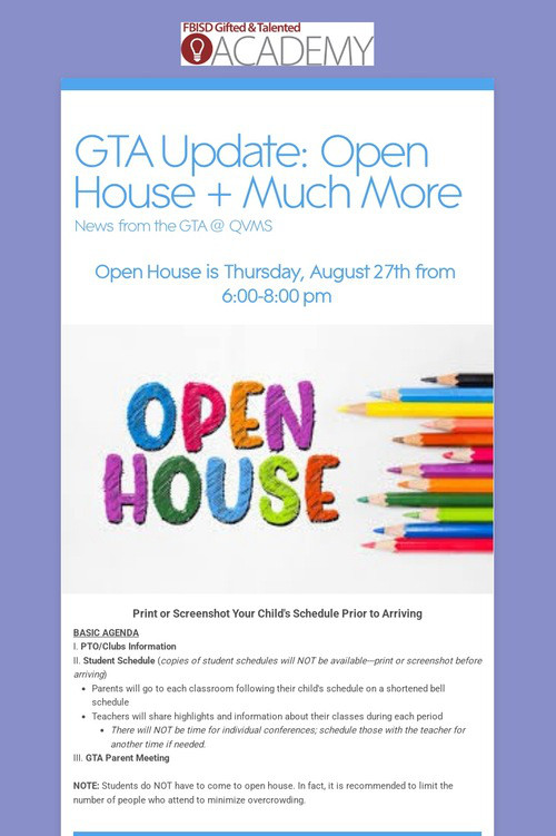 GTA Update: Open House + Much More