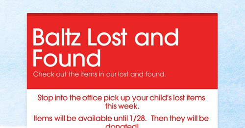 Baltz Lost and Found