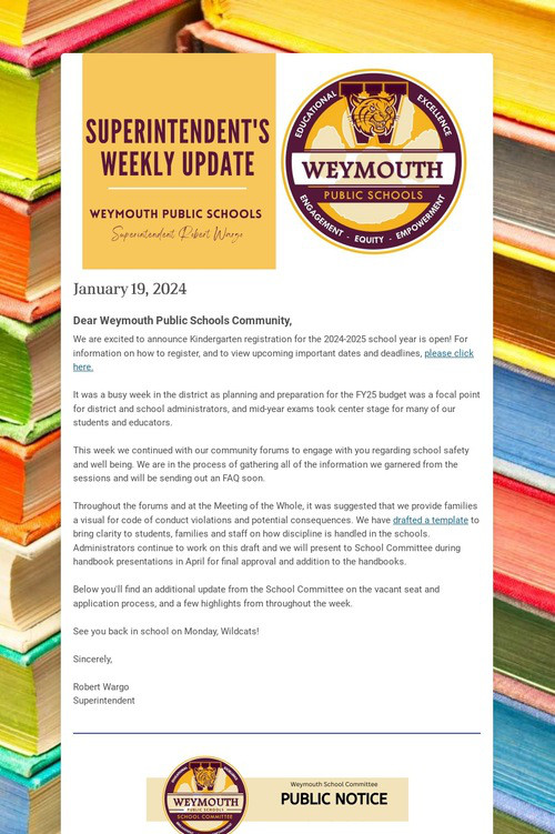 Superintendent's Weekly Update
