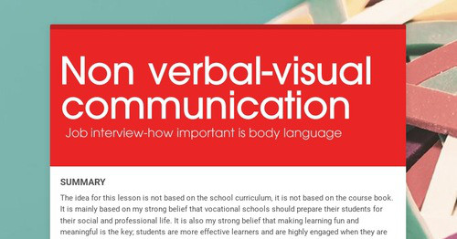 Non verbal-visual communication