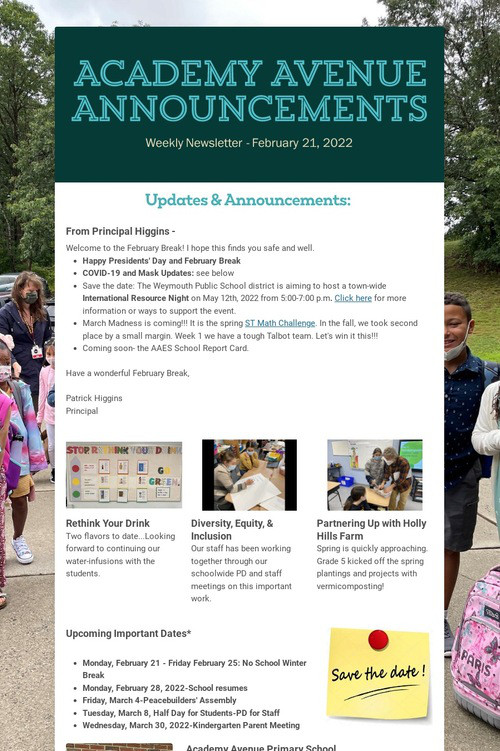 Academy Avenue Announcements