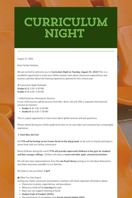 Curriculum Night
