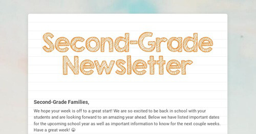 Second-Grade Newsletter