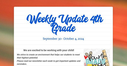 Weekly Update 4th Grade