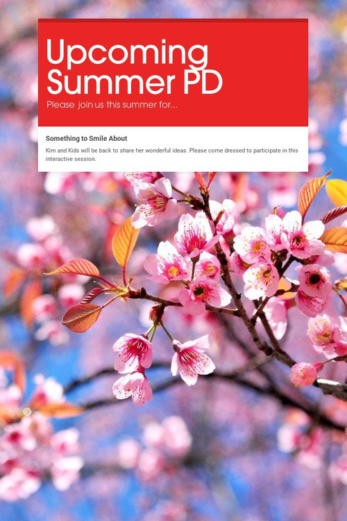 Upcoming Summer PD