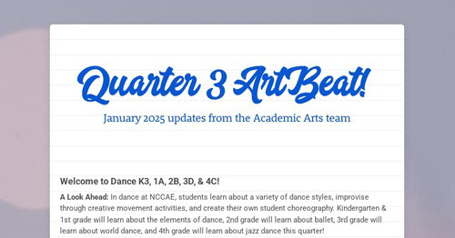 Quarter 3 ArtBeat!