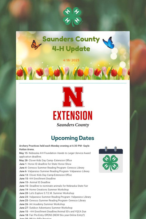 Saunders County 4-H Update