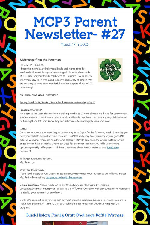 MCP3 Parent Newsletter- #27