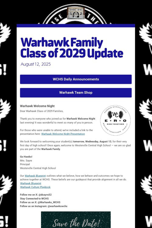 Warhawk Family Class of 2029 Update