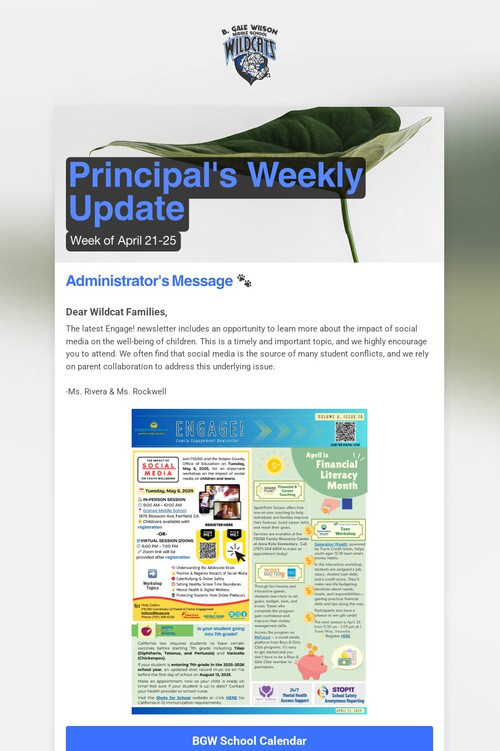 Principal's Weekly Update