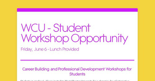 WCU - Student Workshop Opportunity