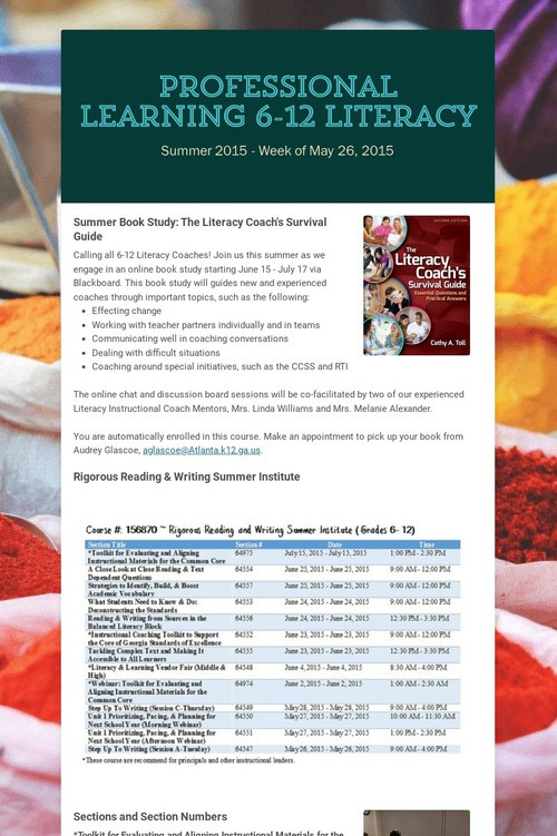 Professional Learning 6-12 Literacy