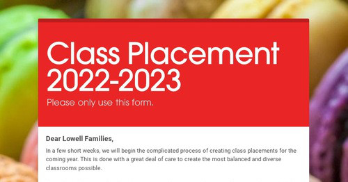Class Placement 2022-2023
