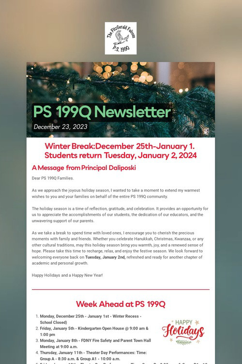PS 199Q Newsletter