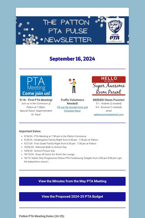Patton PTA Pulse Newsletter