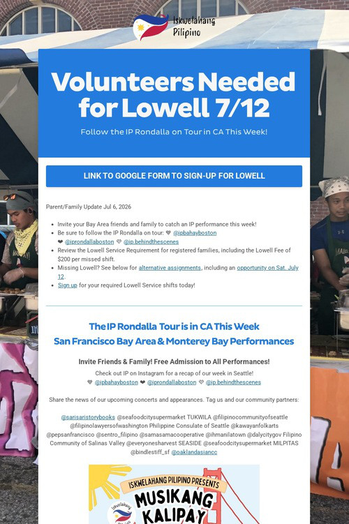 Volunteers Needed for Lowell 7/12