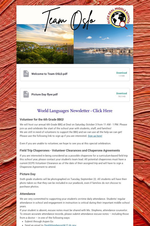 Team Oslo Weekly Newsletter