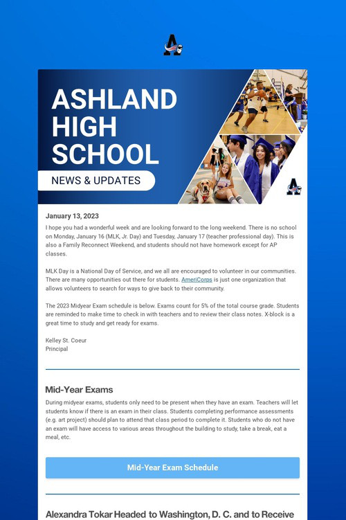 Ashland High School Weekly Update