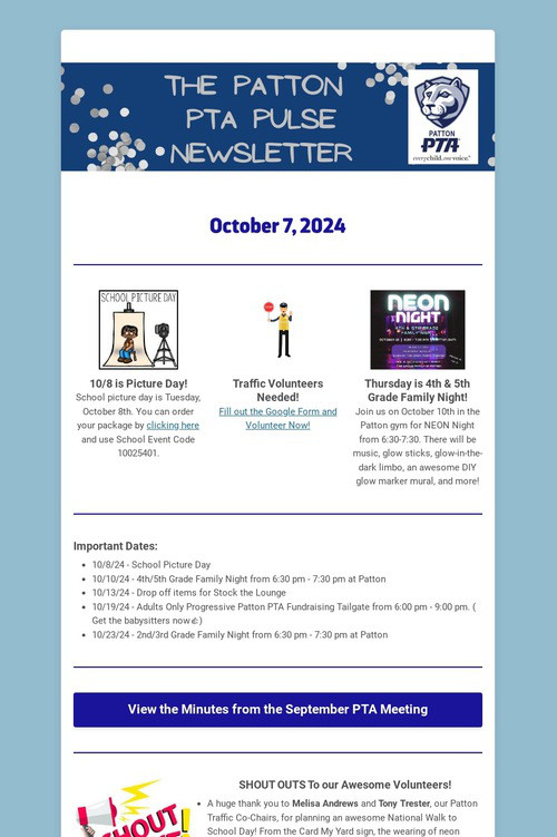 Patton PTA Pulse Newsletter