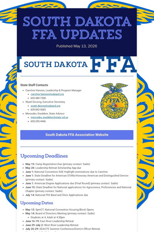 South Dakota FFA Updates