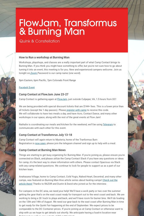 FlowJam, Transformus & Burning Man
