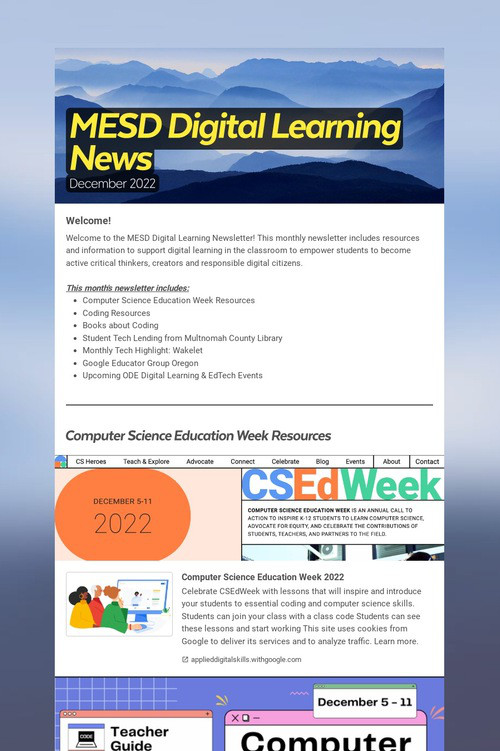 MESD Digital Learning News