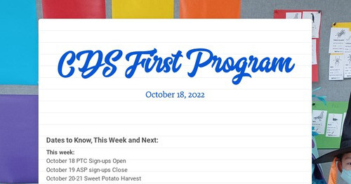 CDS First Program