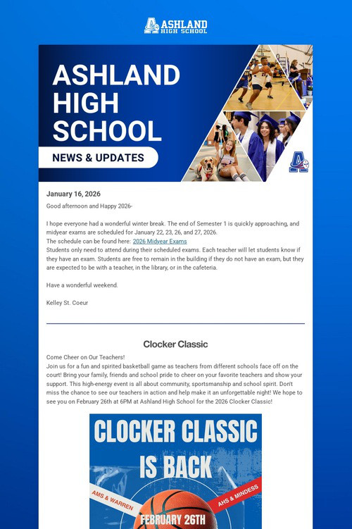 Ashland High School Weekly Update